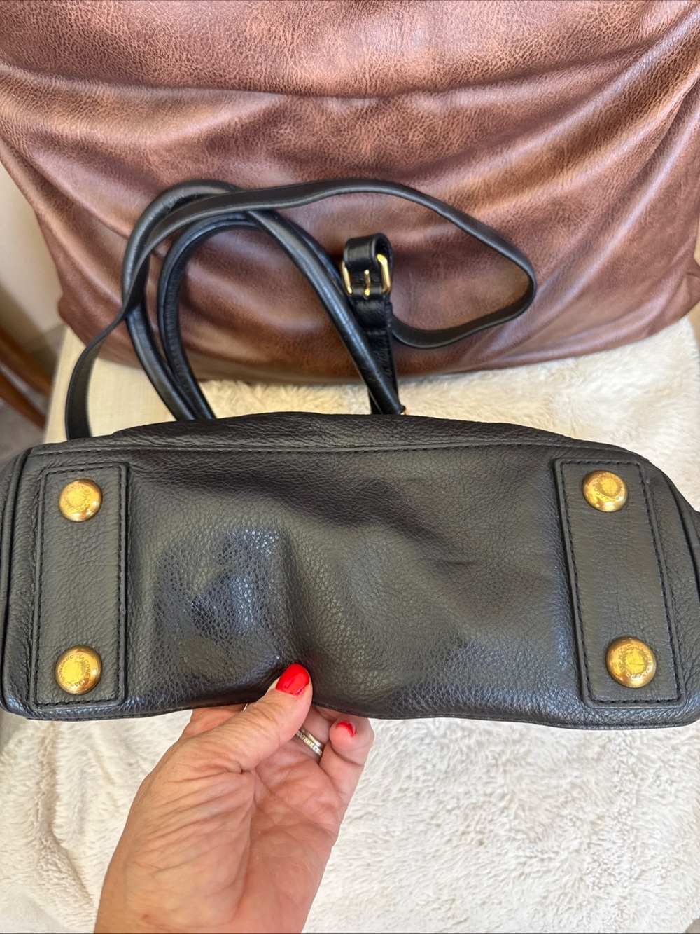 Marc by Marc Jacobs Black Pebble Leather Tote Bag with Gold Hardware - Picture 3 of 12